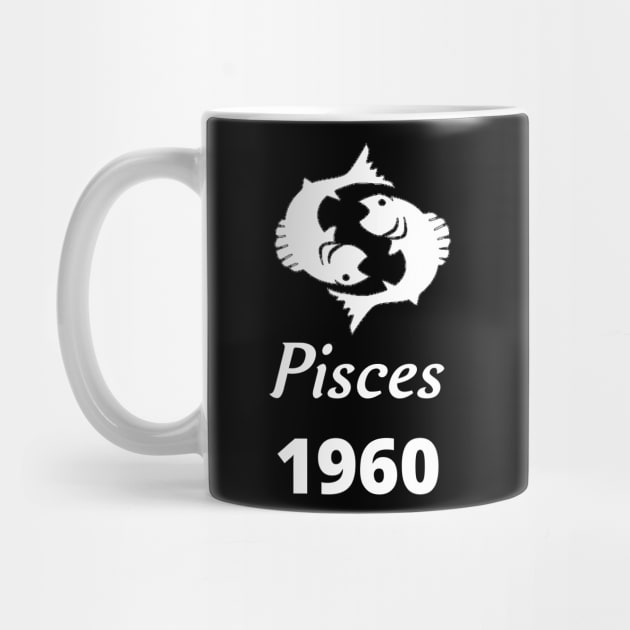 White Zodiac Birthday Pisces 1960 by Down Home Tees